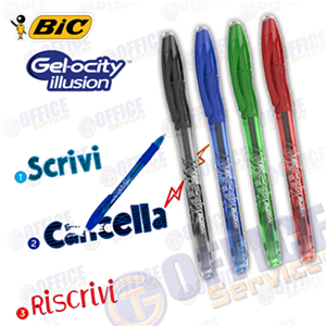 Penne Gel Cancellabili 0.7 mm Cancelleria Scuola Bambini Punta Media Marca: BICBIC Gel-Ocity Illusion Confezione da 12 Penne Blu 